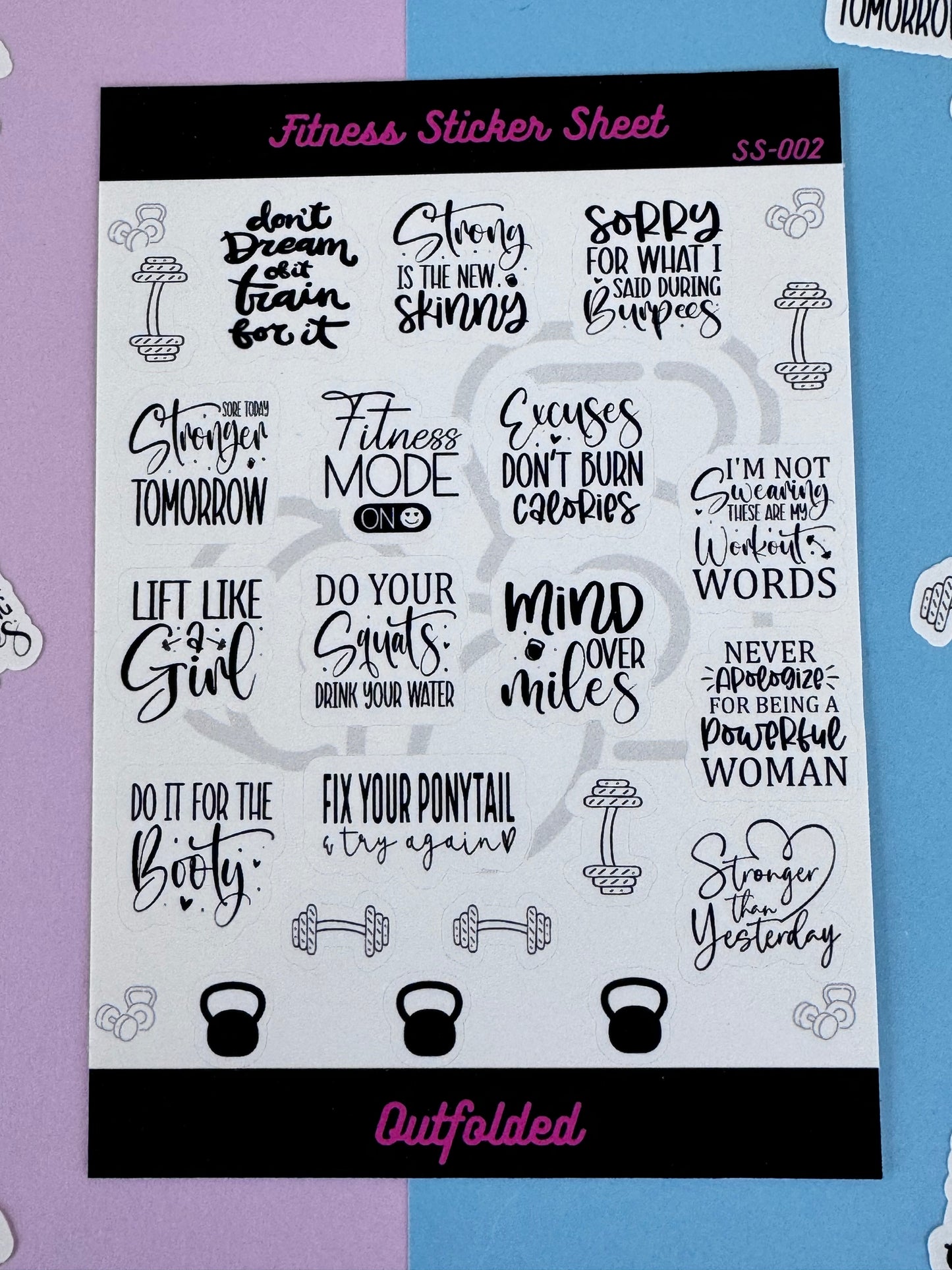 Fitness Planner Stickers, Sticker Sheet for Workout Agenda