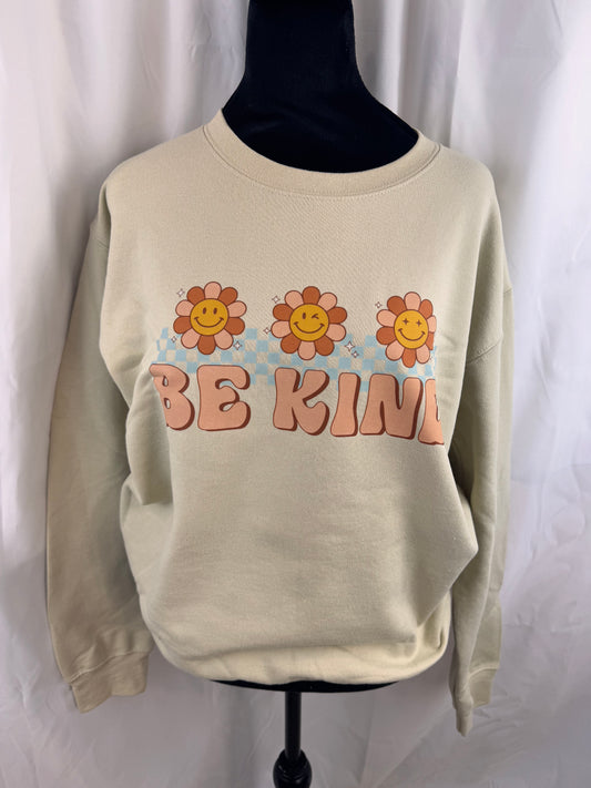 Be Kind Retro Flowers Sweatshirt on Gildan Softstyle