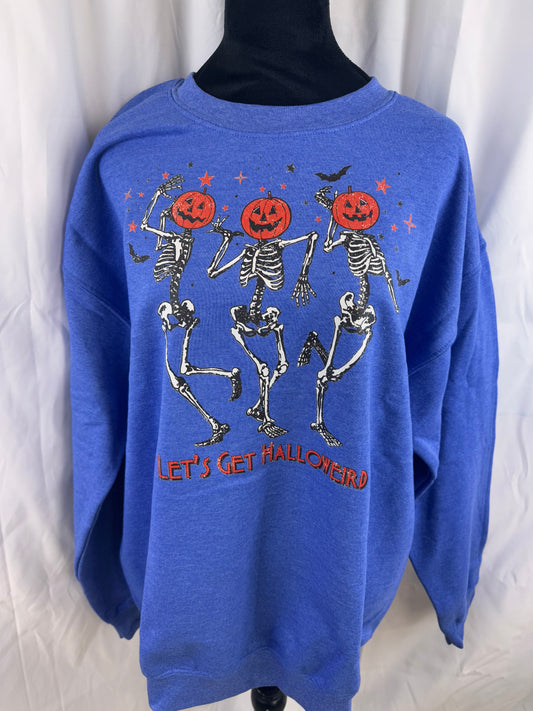 Let's Get Halloweird Fall Sweatshirt - Get Cozy For Fall - Halloween Sweatshirt With Dancing Pumpkin Skeletons
