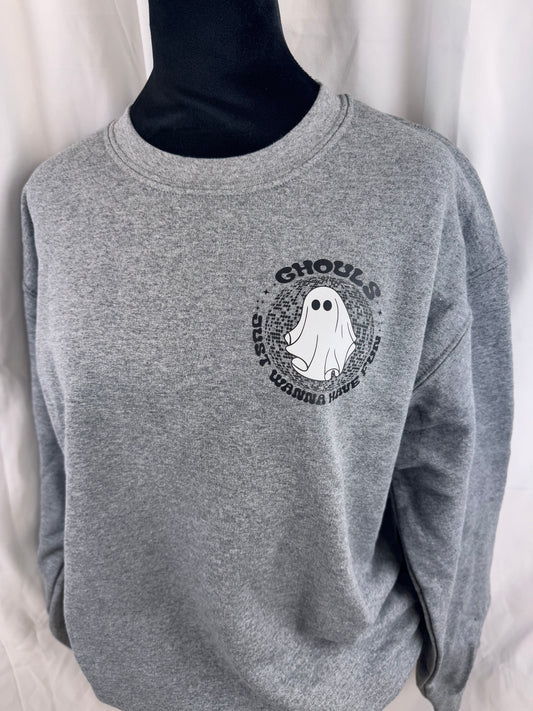 Ghouls Just Wanna Have Fun Sweatshirt - Fall Crew Neck Sweatshirt With Cute Ghost Design - Stay Warm and Cozy