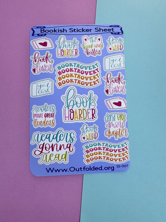 Book Lover Sticker Sheet For Planner Pages, Journals, and Water Bottle Decoration - B-grade