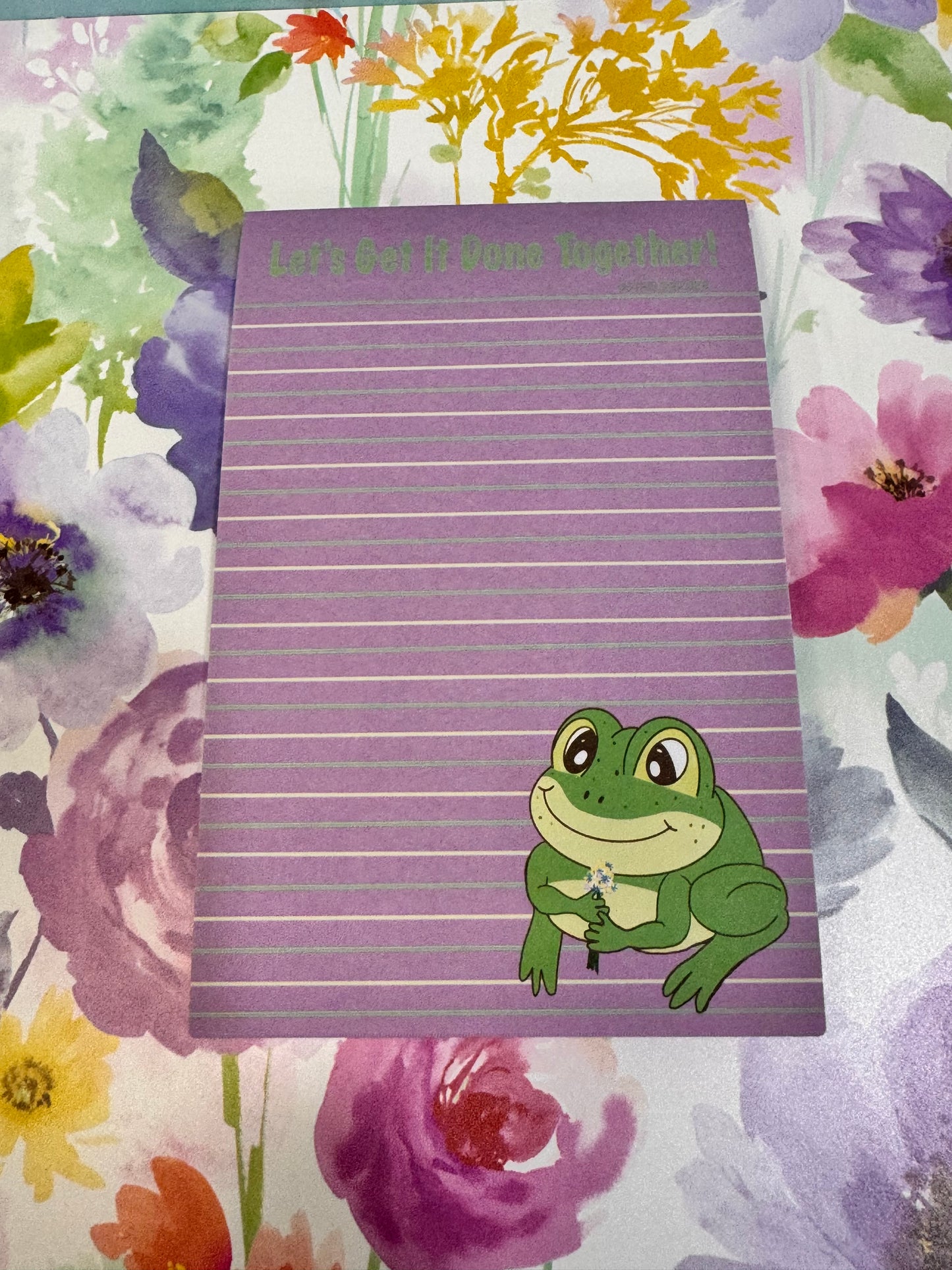 Notepads With Cute Designs, Frogs on Stationery, Make A Plan, Planner, List Maker, Organization, Get It Done, Cute Character, 4x6, Flowers