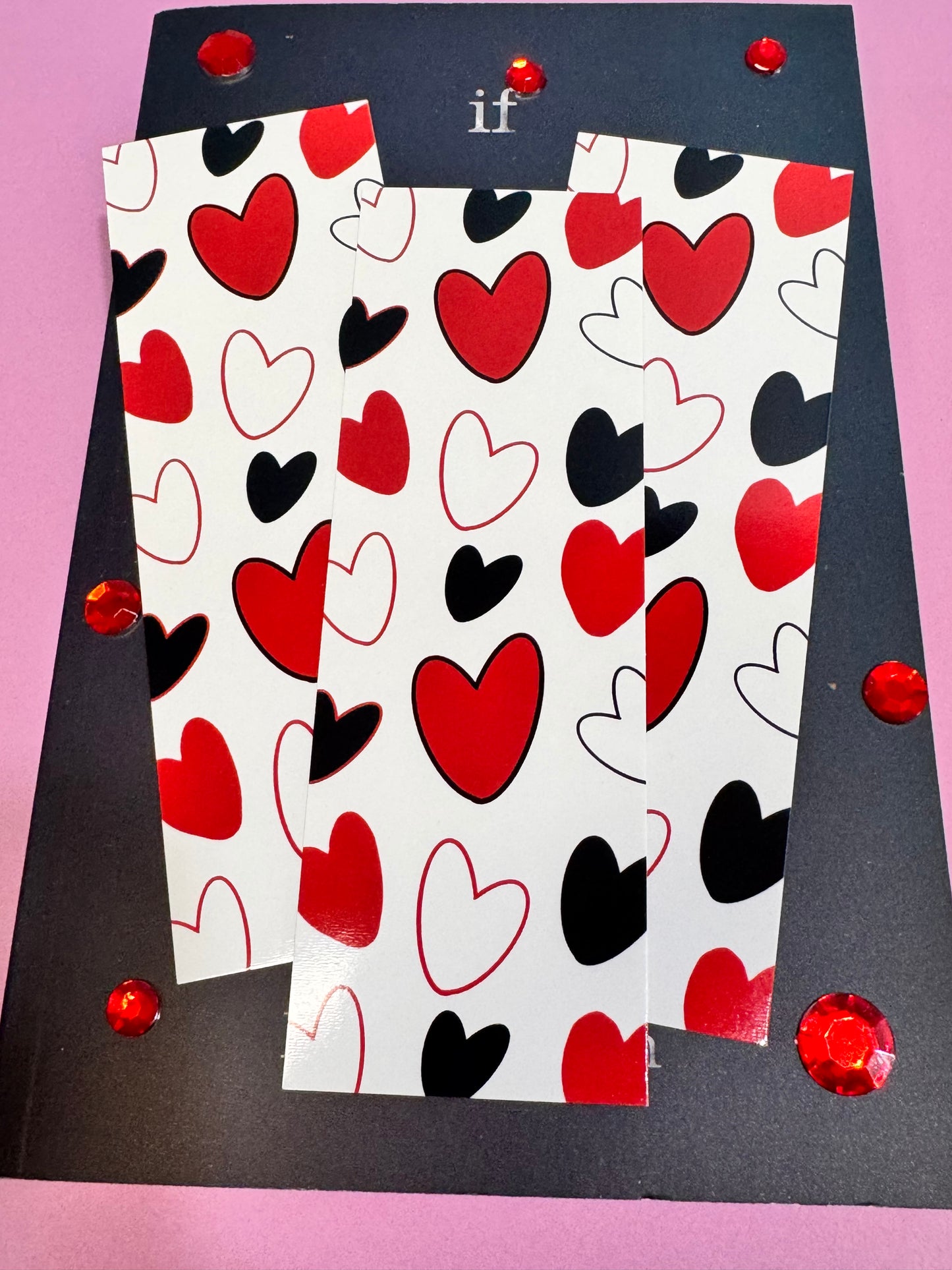 Black and Red Hearts Bookmarks