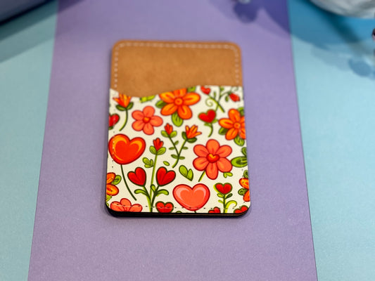 Hearts and Flowers Faux Leather Wallet For Cell Phone Case