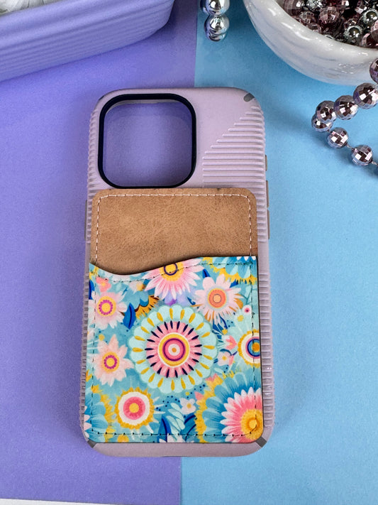 Pretty Mandala and Floral Design On  Faux Leather Wallet For Cell Phone Case
