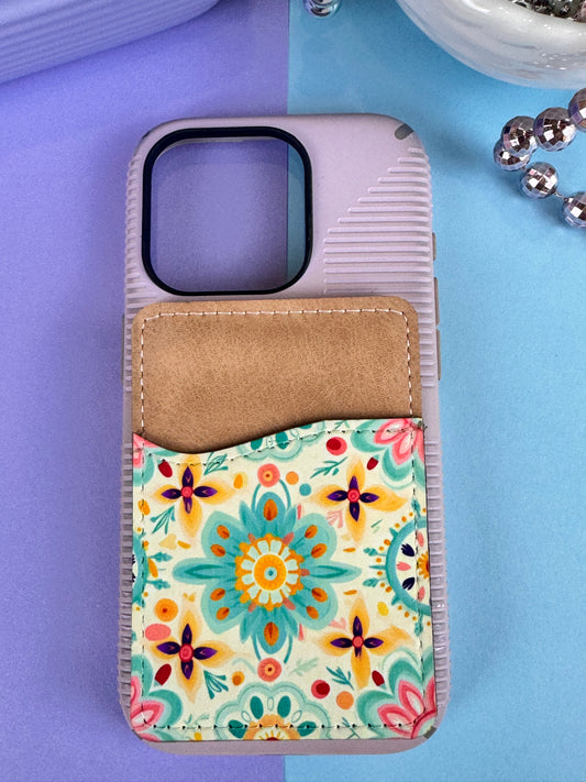 Pretty Mandala and Floral Design On  Faux Leather Wallet For Cell Phone Case