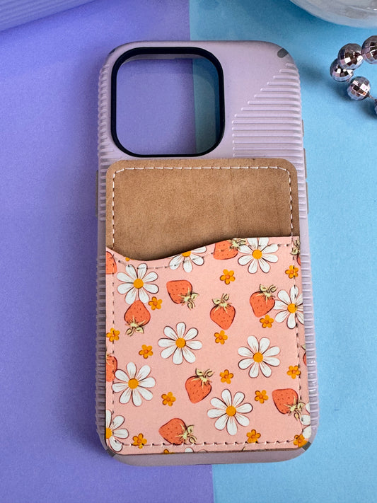 Strawberries and Daisies Faux Leather Wallet For Cell Phone Case