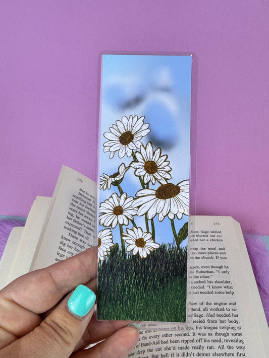 Daisy Flowers Laminated Bookmark, Page Saver For April Birthdays, April Birth Flower, Hand Drawn Flower Art, For Readers and Book Lovers
