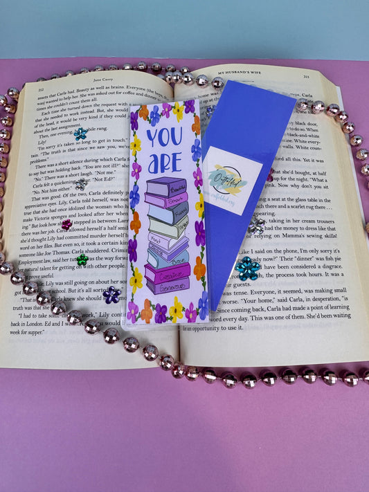 Positive Affirmation Book Stack Hand Drawn Laminated Bookmark