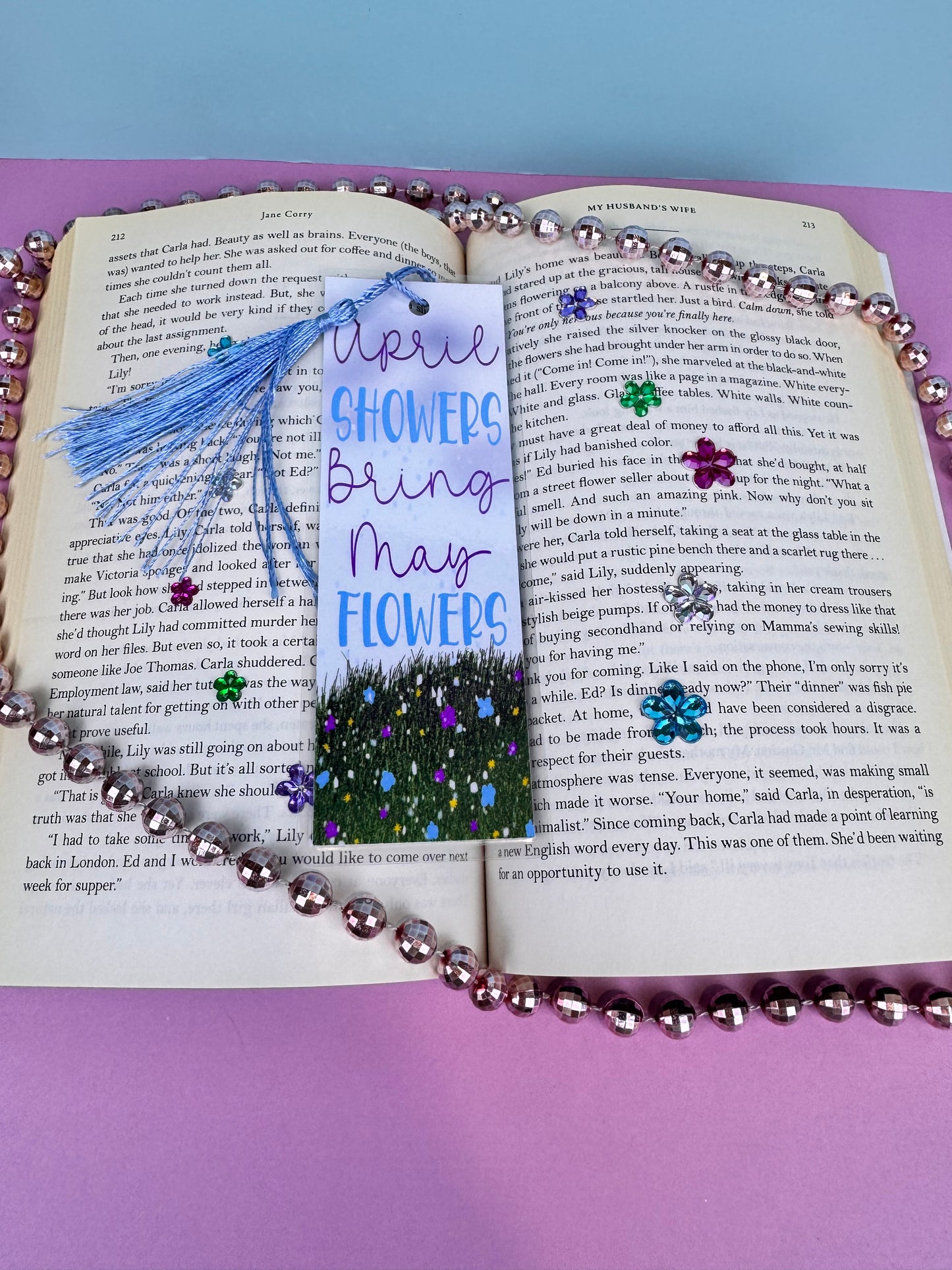 April Showers Bring May Flowers Bookmarks, Set of 3, Laminated Bookish Birthday Bookmark, May Birth Flowers, You Are Complimented Bookstack