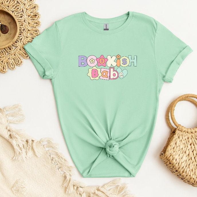 Bookish Babe Mint Green T-shirt - Cotton Fit Tee for Women, Short Sleeve, Summer Wear, Cute Graphic Design