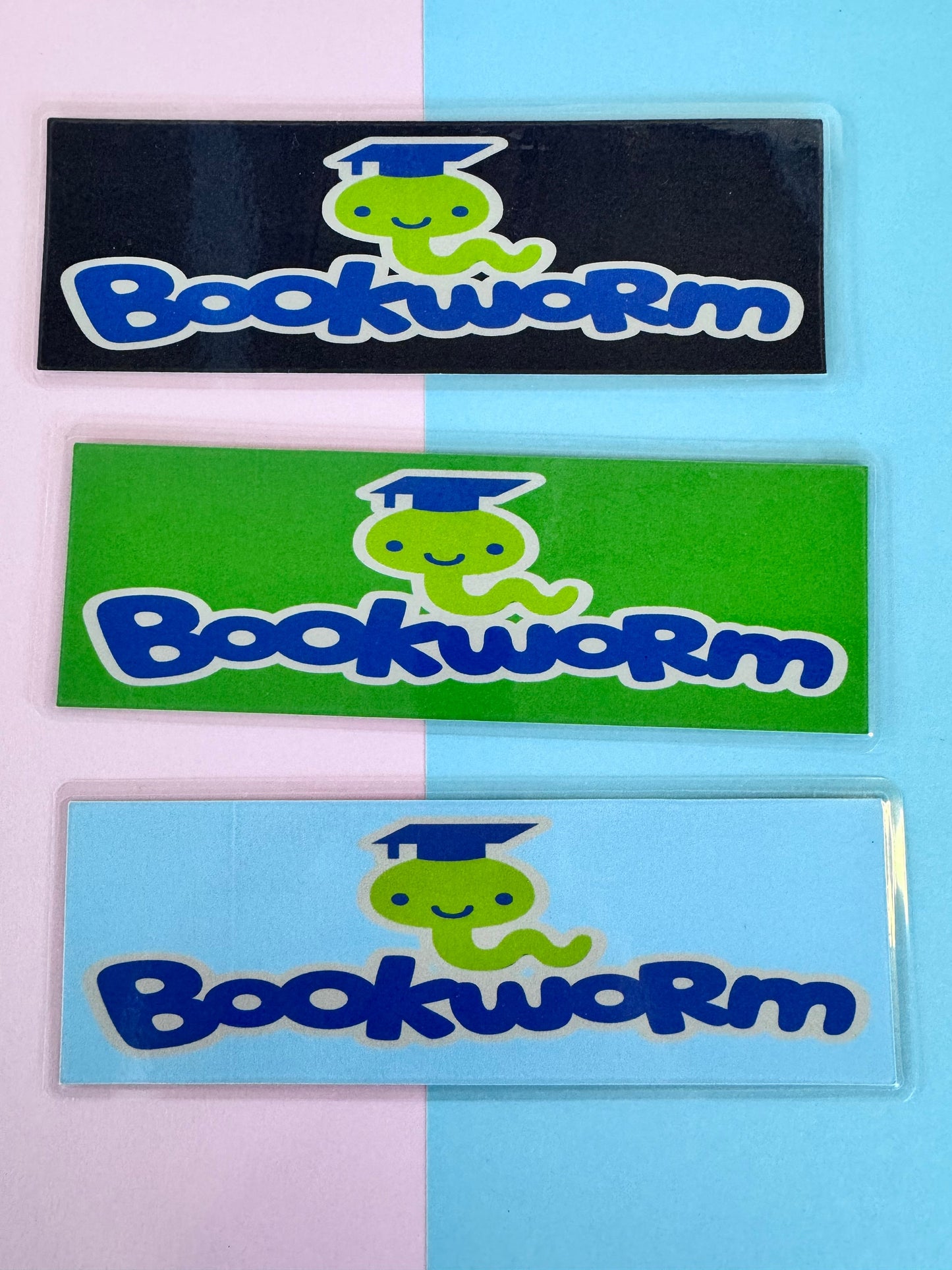 Bookworm Cute Laminated Bookmark, Scholarly Bookworm on a Bookmark, Single or Set