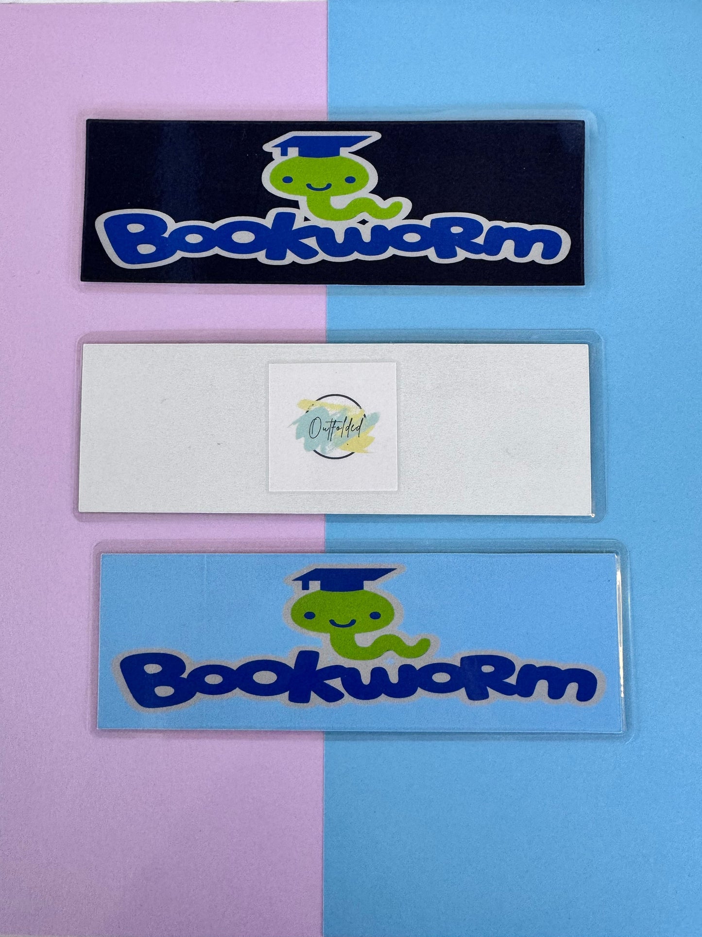 Bookworm Cute Laminated Bookmark, Scholarly Bookworm on a Bookmark, Single or Set