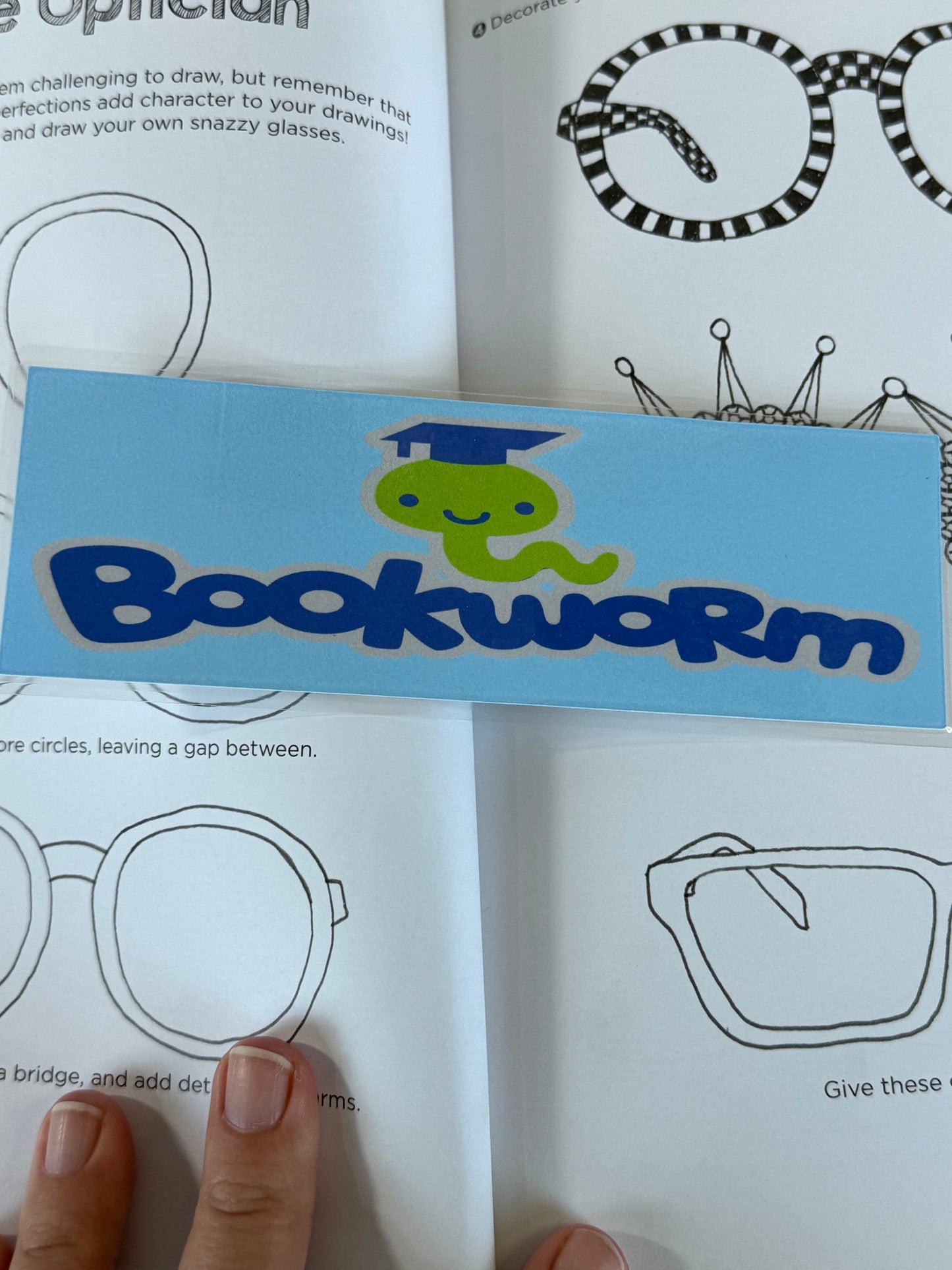 Bookworm Cute Laminated Bookmark, Scholarly Bookworm on a Bookmark, Single or Set