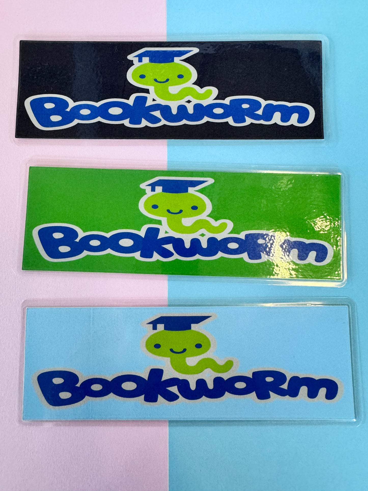 Bookworm Cute Laminated Bookmark, Scholarly Bookworm on a Bookmark, Single or Set