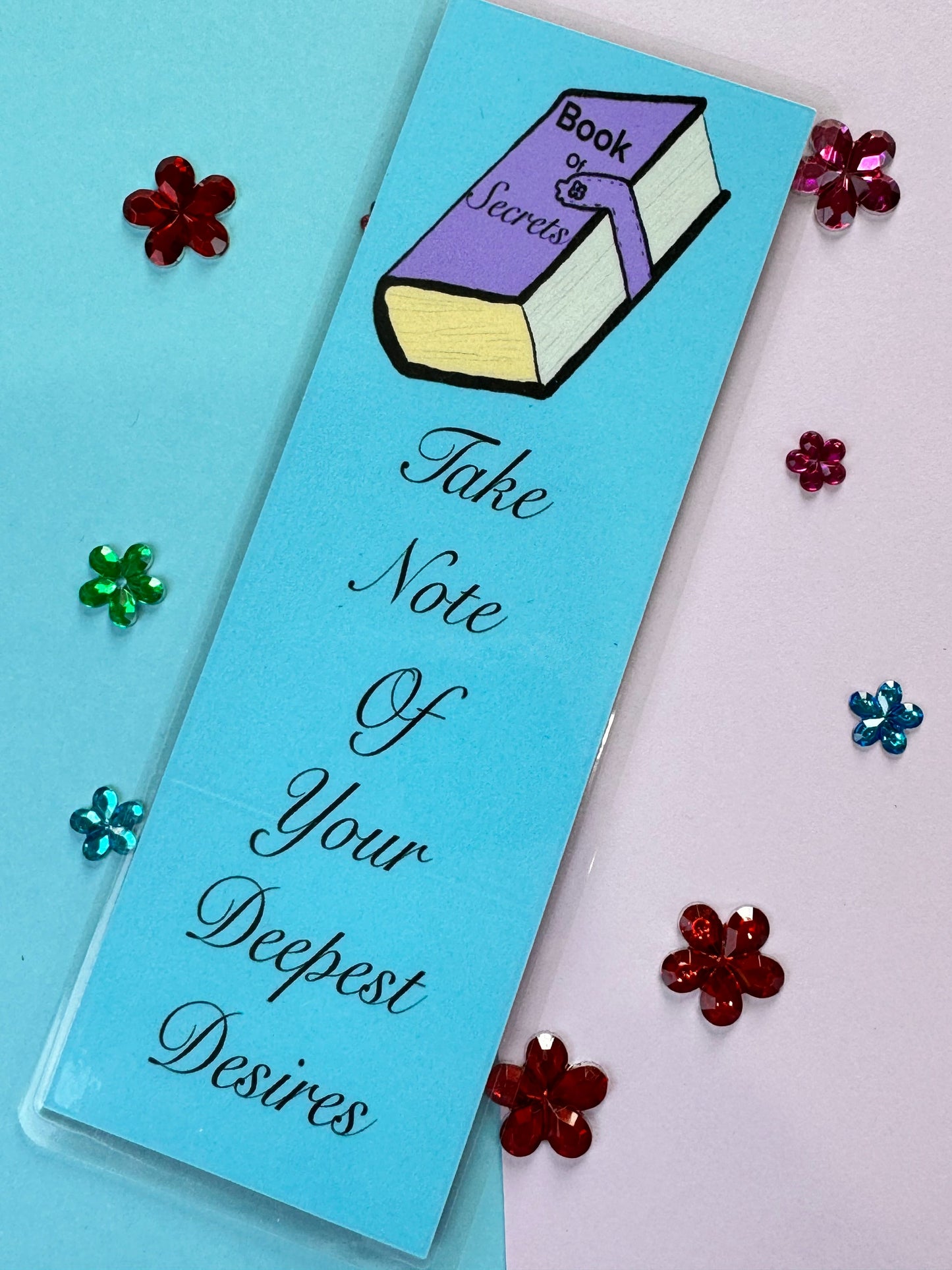 Book of Secrets, Laminated Bookmark, Reading Accessory, Take Note of Your Desires