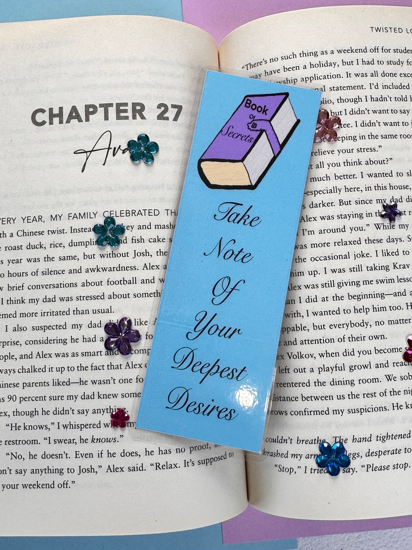 Book of Secrets, Laminated Bookmark, Reading Accessory, Take Note of Your Desires