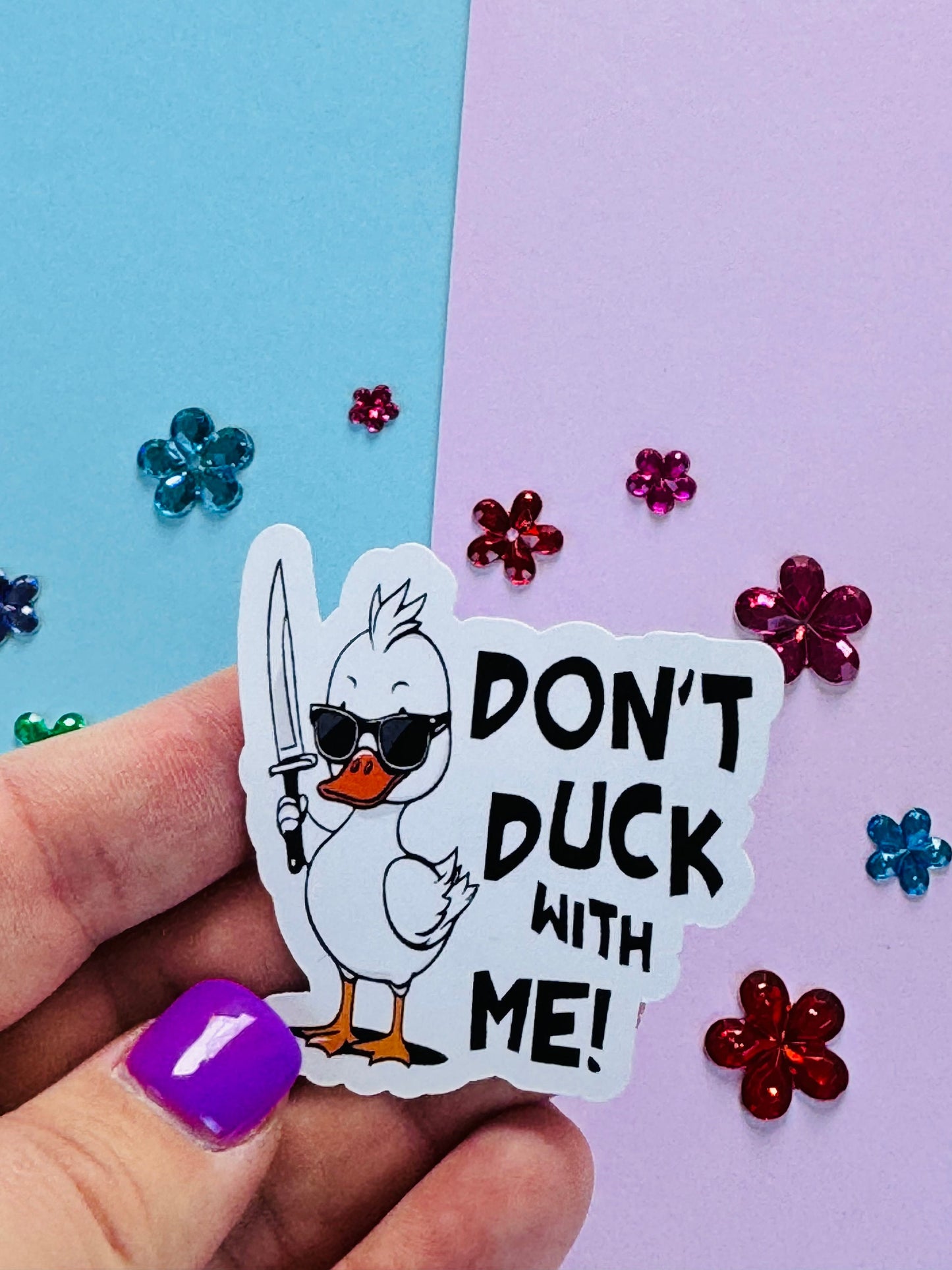 Don't Duck With Me Adorable Sassy Duck Matte Vinyl Die Cut Sticker for Planners and Phone Cases