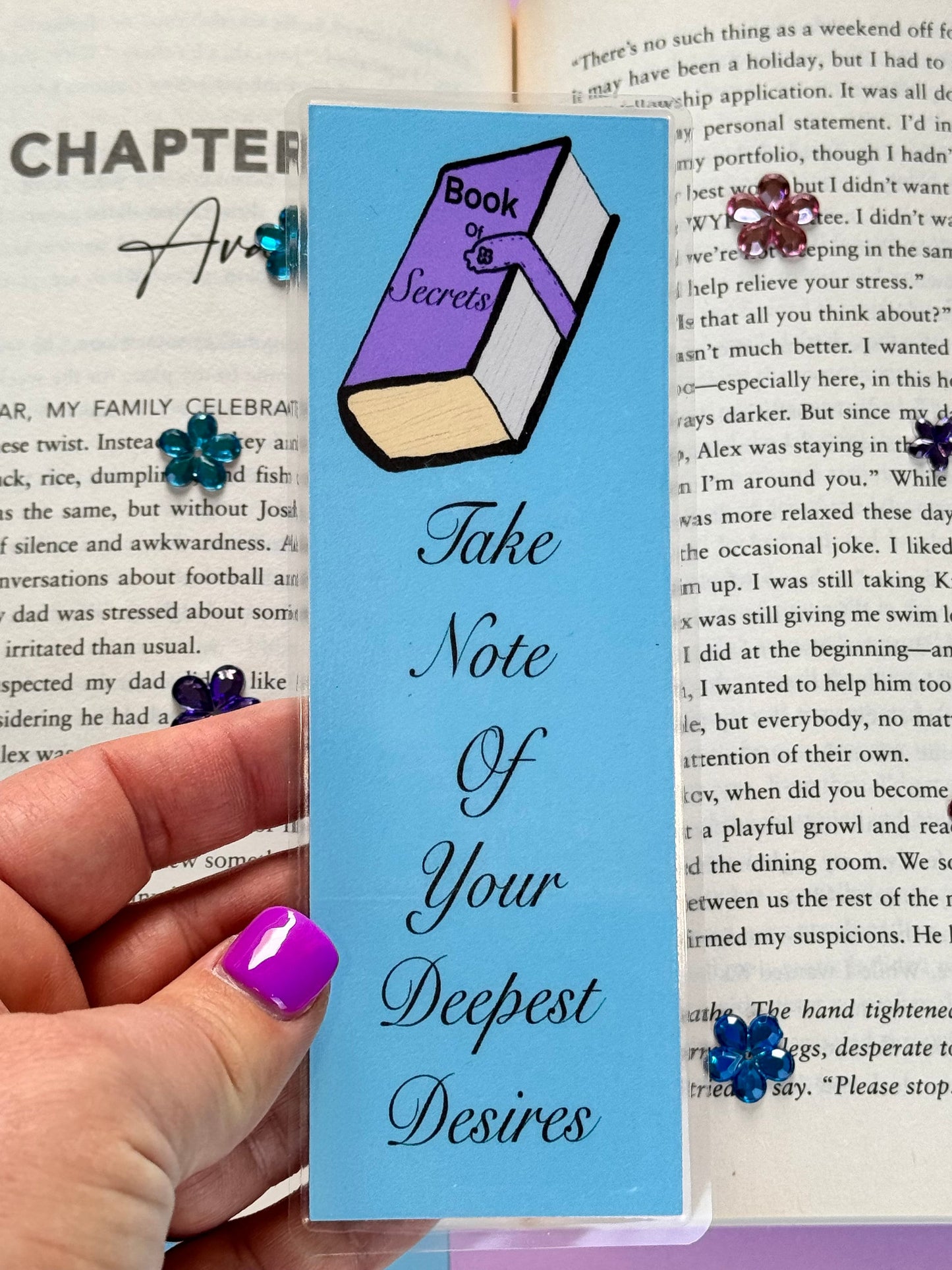 Book of Secrets, Laminated Bookmark, Reading Accessory, Take Note of Your Desires