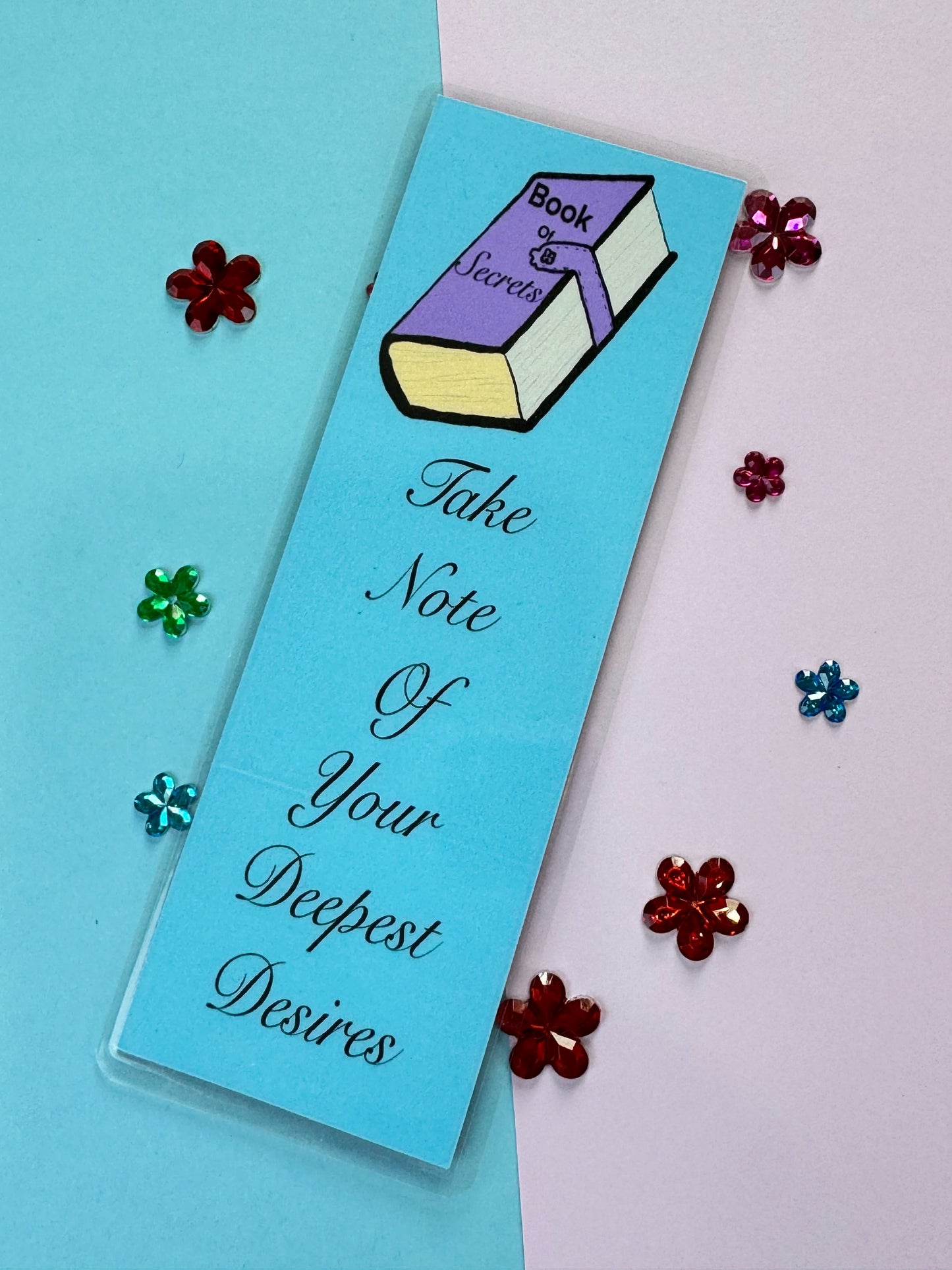 Book of Secrets, Laminated Bookmark, Reading Accessory, Take Note of Your Desires