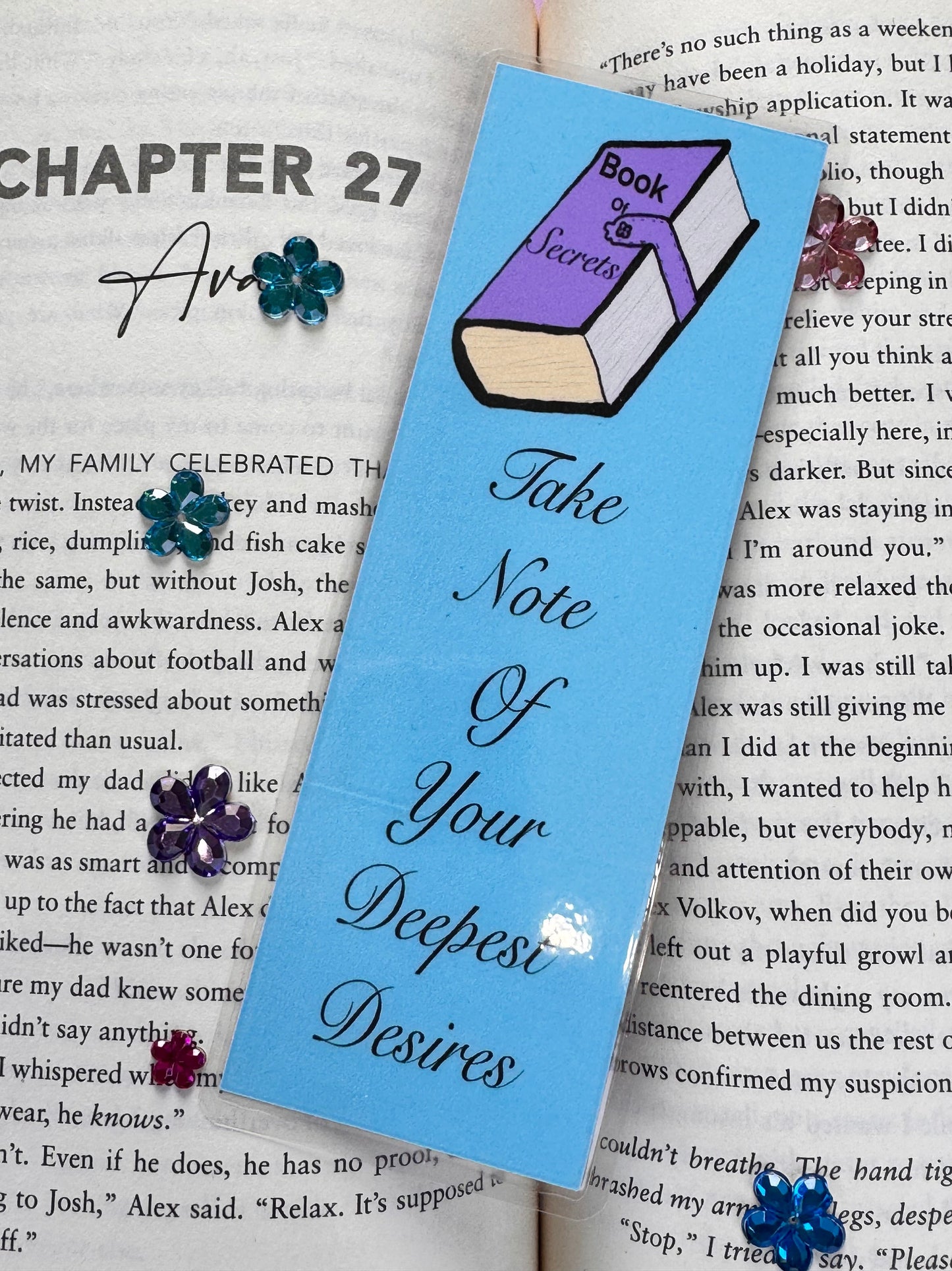 Book of Secrets, Laminated Bookmark, Reading Accessory, Take Note of Your Desires