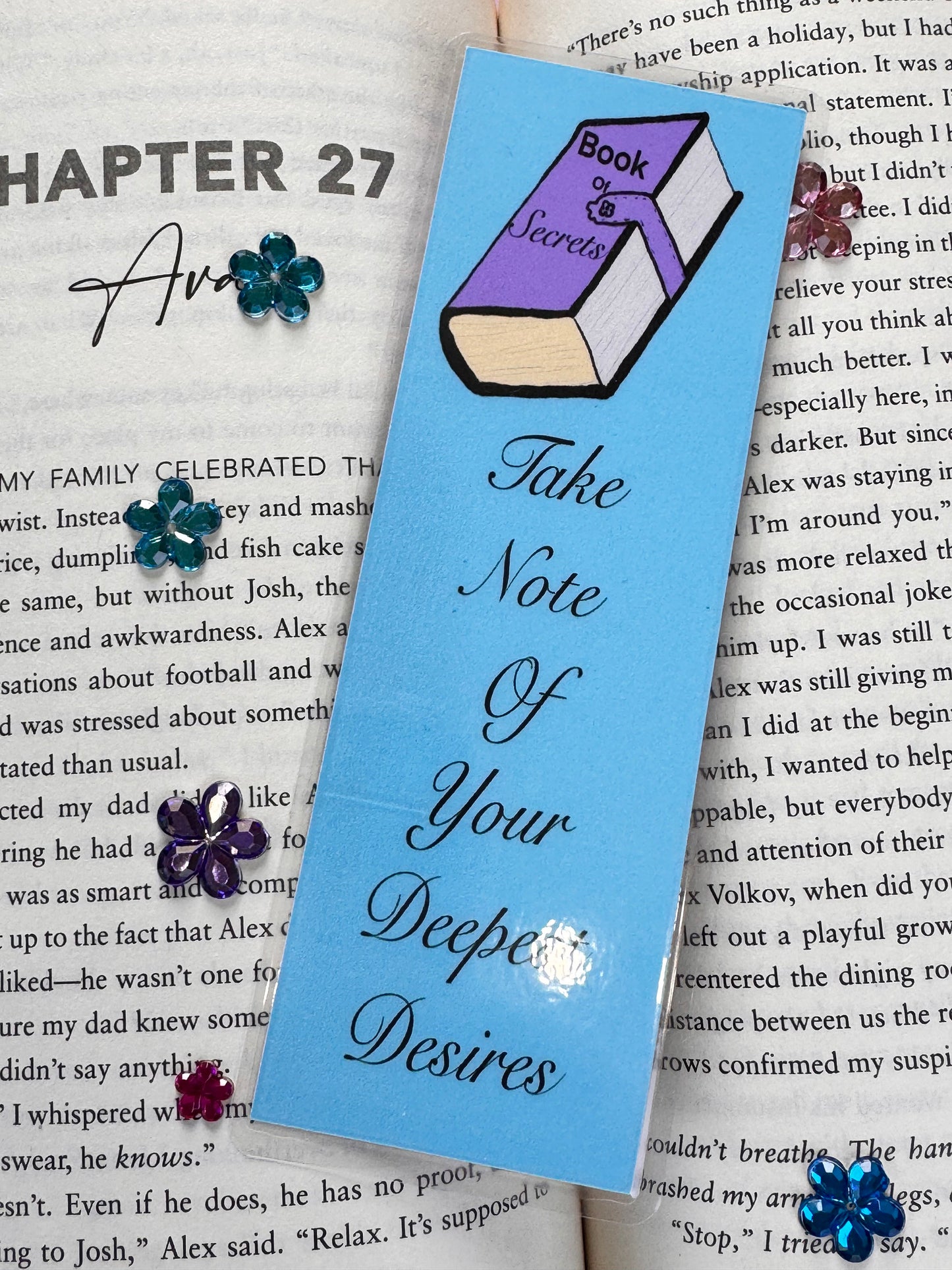 Book of Secrets, Laminated Bookmark, Reading Accessory, Take Note of Your Desires