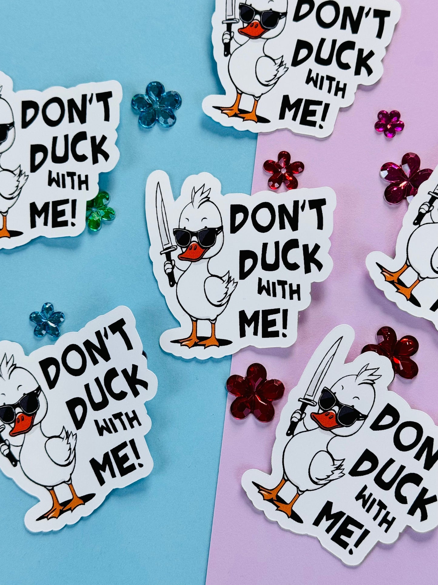 Don't Duck With Me Adorable Sassy Duck Matte Vinyl Die Cut Sticker for Planners and Phone Cases