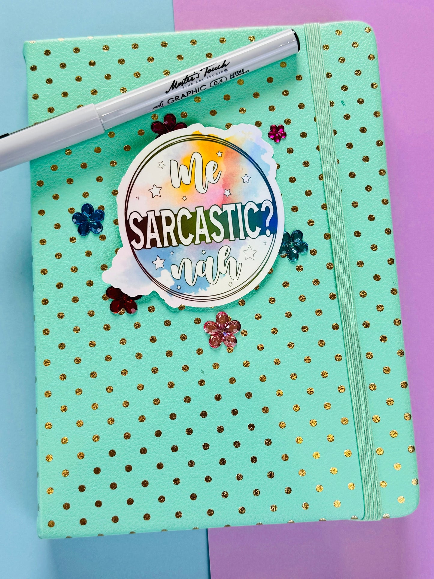 Me Sarcastic Nah, Humorous Funny Die Cut Sticker with Rainbow Holographic Detail