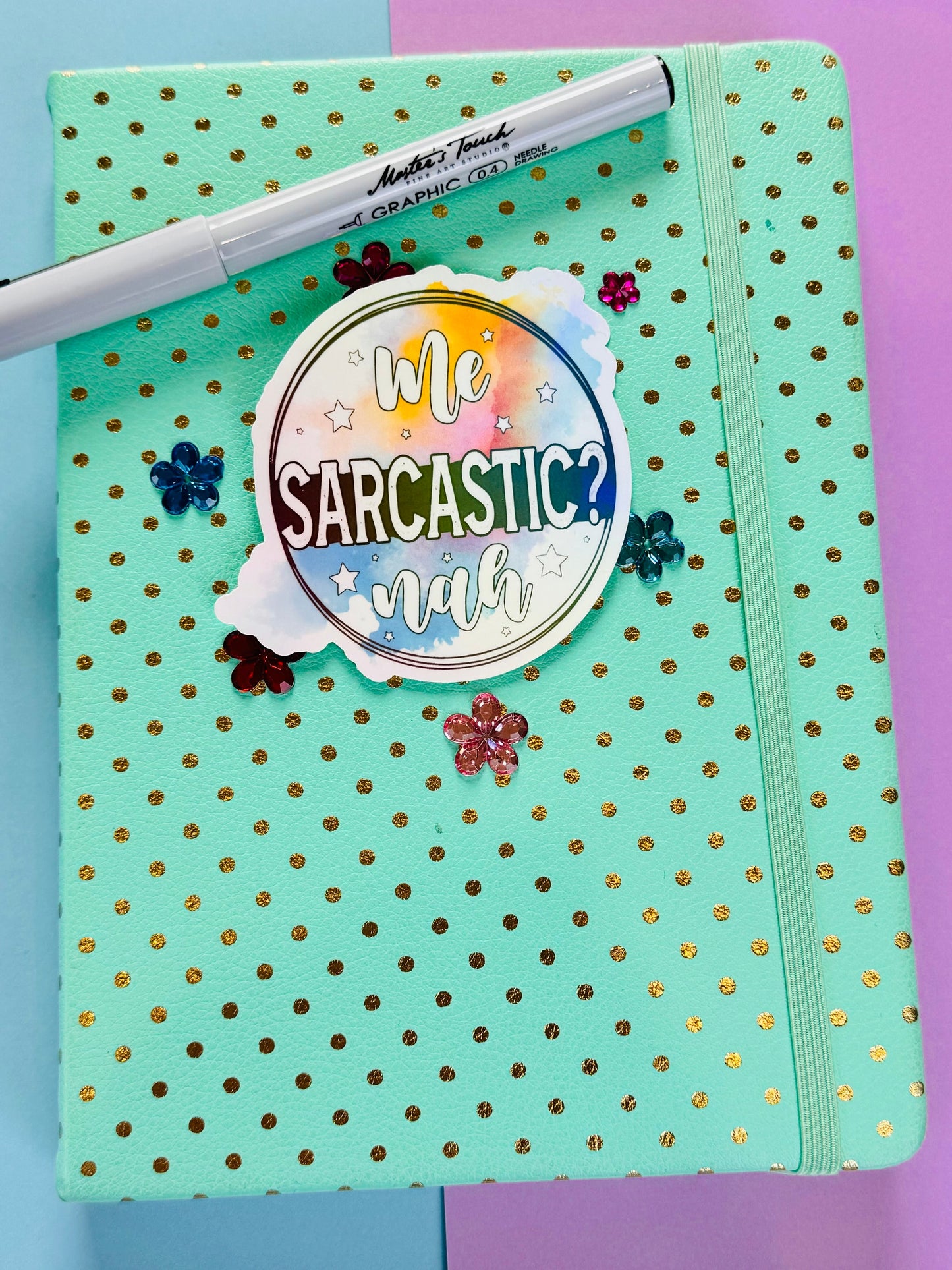 Me Sarcastic Nah, Humorous Funny Die Cut Sticker with Rainbow Holographic Detail