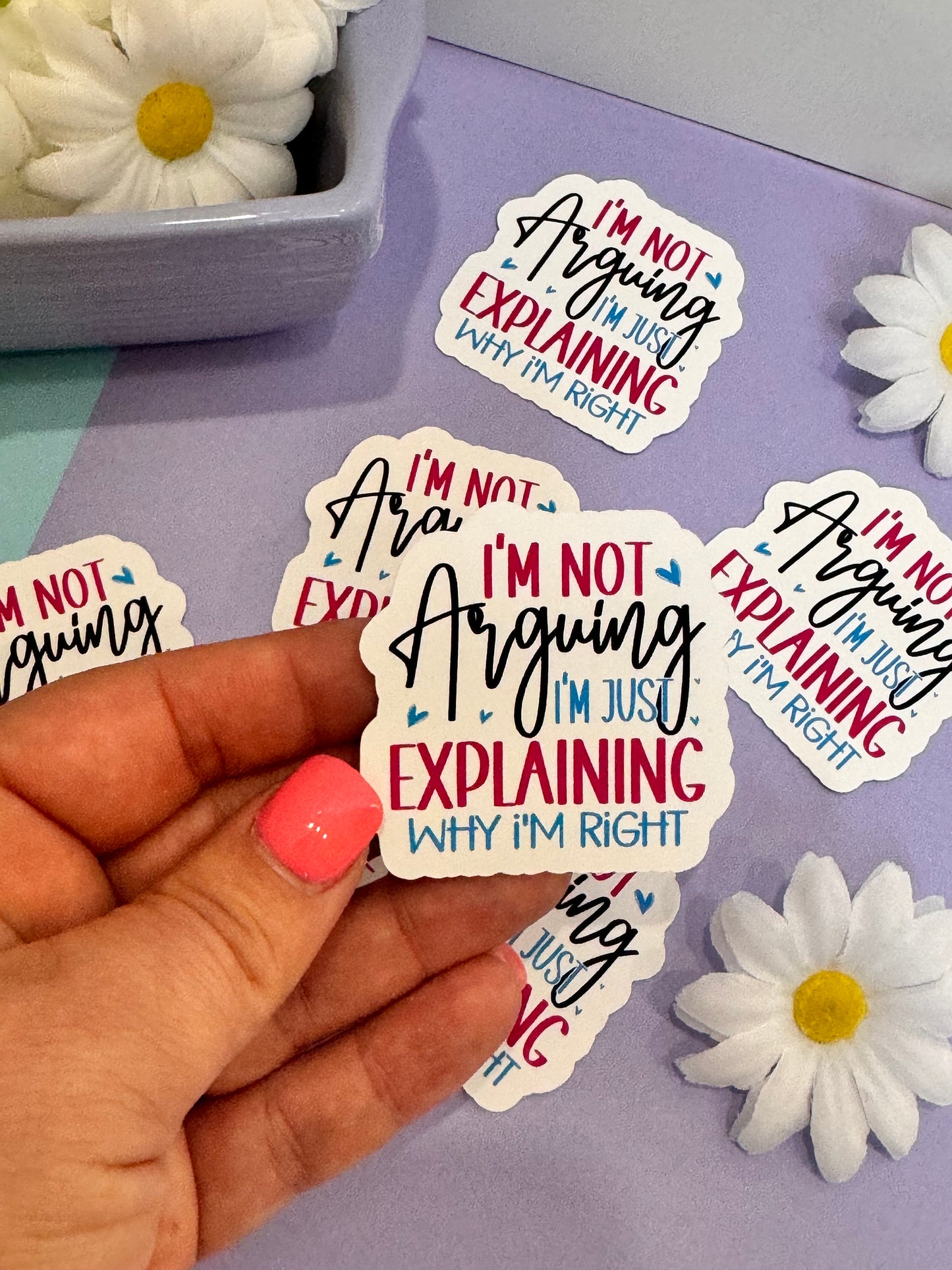 Sarcastic and Humorous Sticker for Journals and Agendas, I’m not arguing I’m just explaining why I’m right, 1 Die Cut Sticker