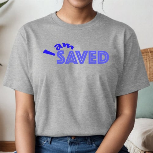 I Am Saved Heather Silver Bella and Canvas T-shirt