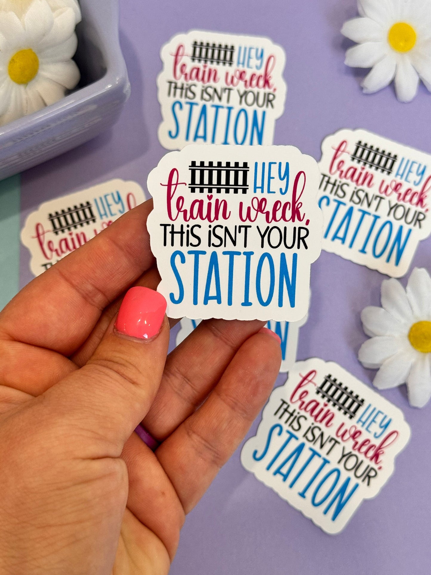 Sarcastic and Humorous Sticker for Journals and Agendas, Train Wreck This Isn't Your Station, 1 Die Cut Sticker