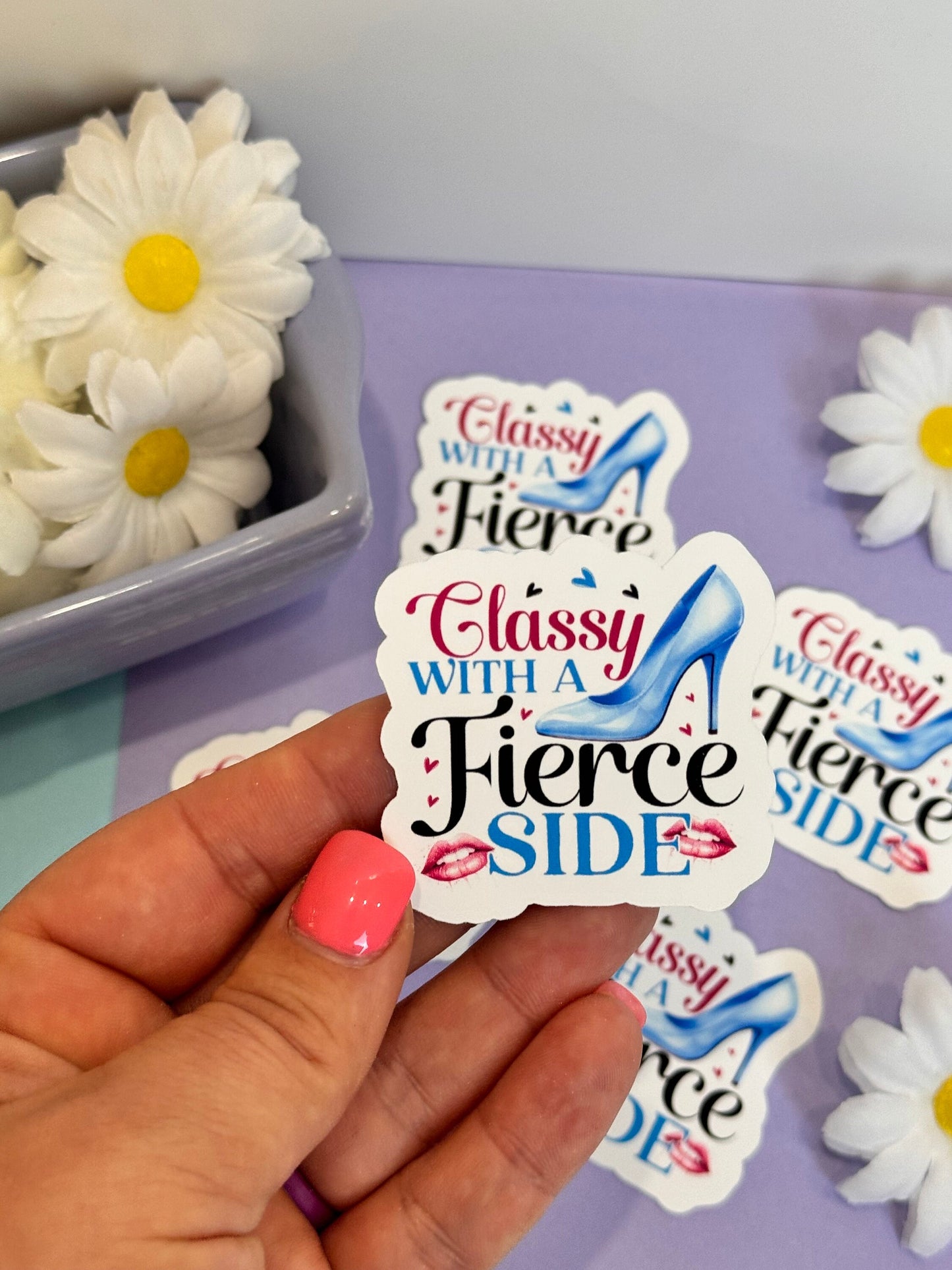 Female Empowerment Sticker for Journals and Agendas, Classy with a Fierce Side, 1 Die Cut Sticker