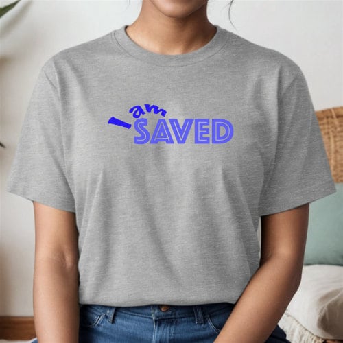 I Am Saved Heather Silver Bella and Canvas T-shirt