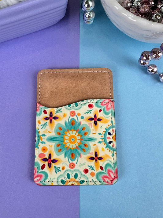 Colorful Mandala Vegan Card Holder for Back Of Phone