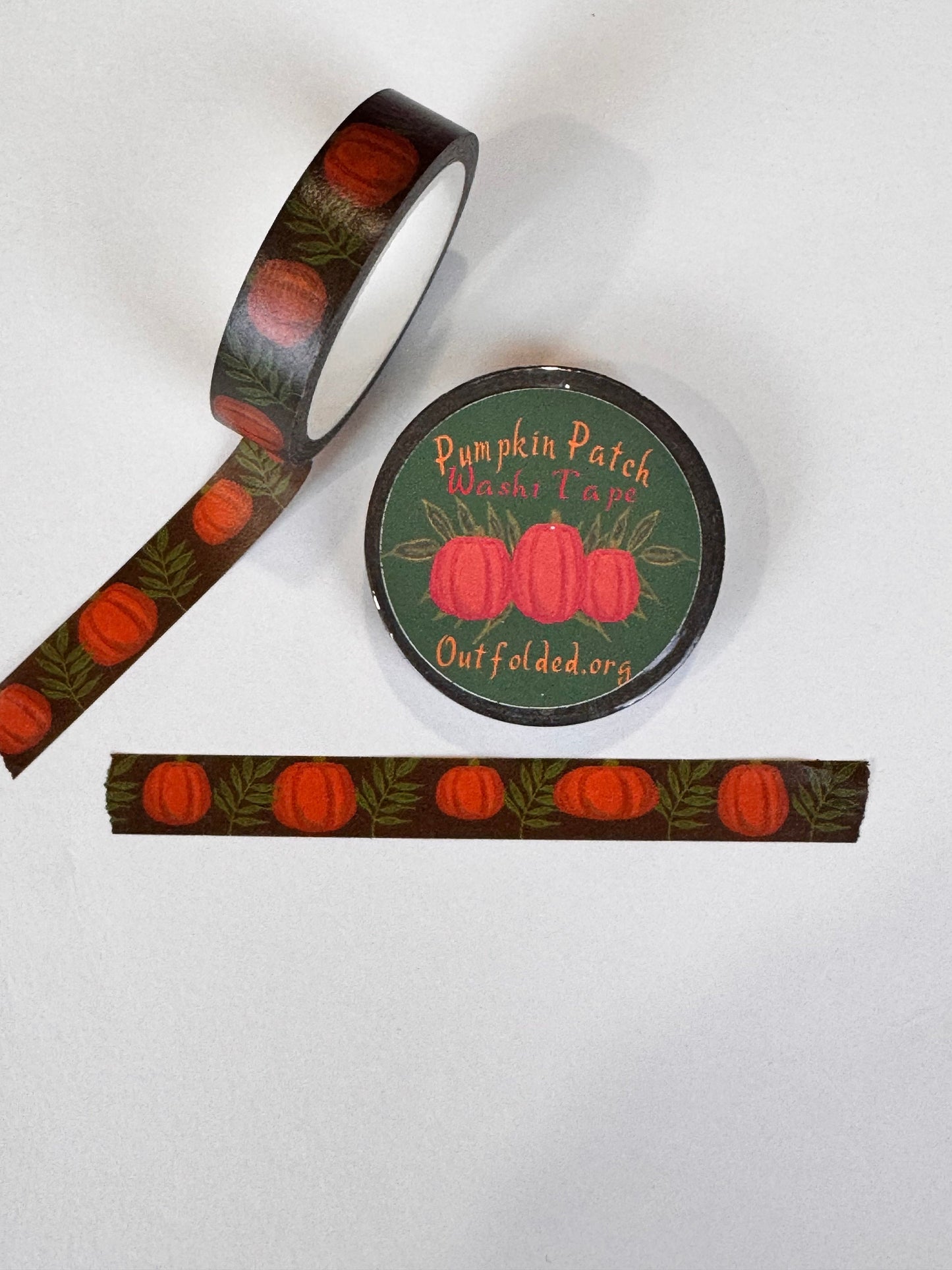 Fall Pumpkins Design Washi Tape, 1 cm width 5 m length, Original Artwork