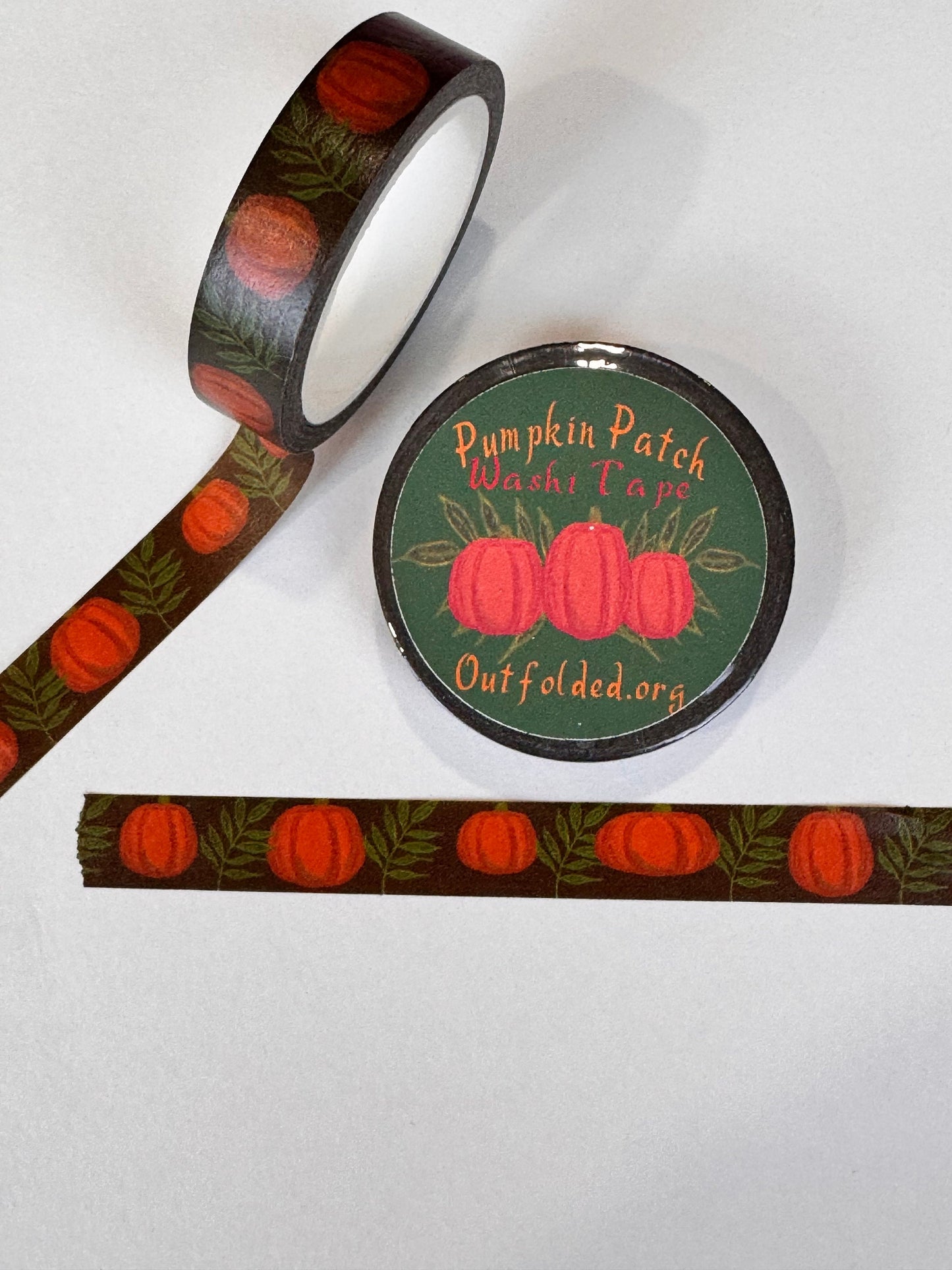 Fall Pumpkins Design Washi Tape, 1 cm width 5 m length, Original Artwork