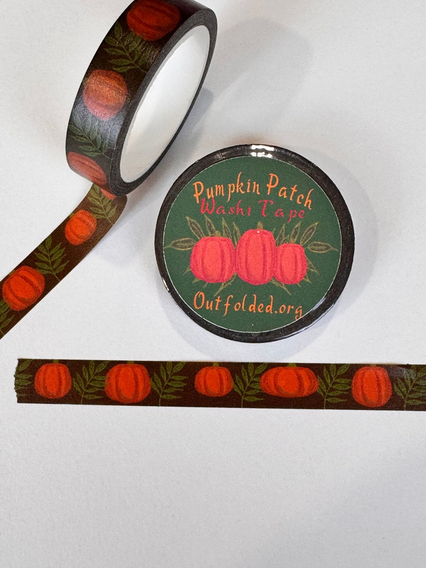 Fall Pumpkins Design Washi Tape, 1 cm width 5 m length, Original Artwork