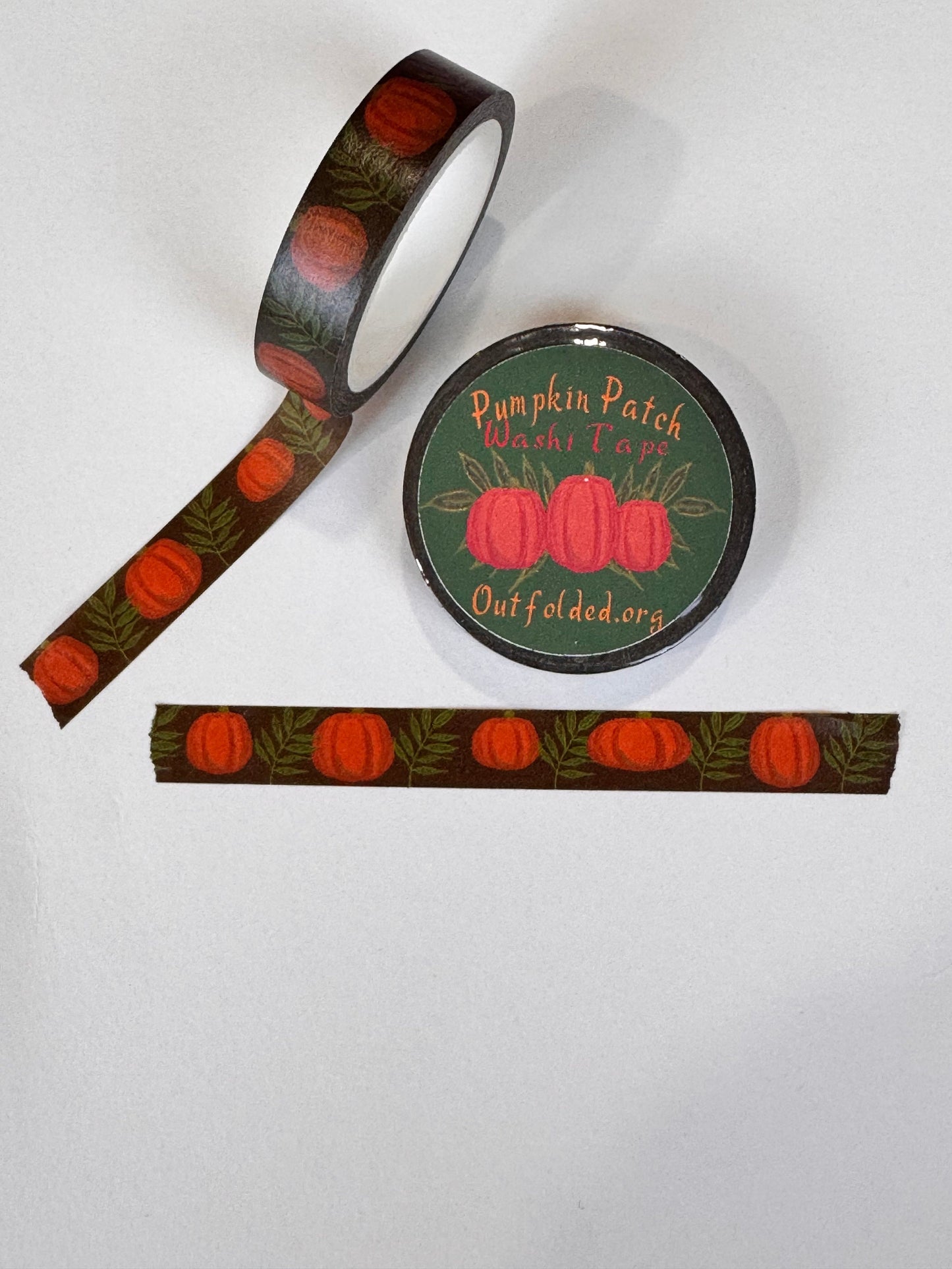 Fall Pumpkins Design Washi Tape, 1 cm width 5 m length, Original Artwork