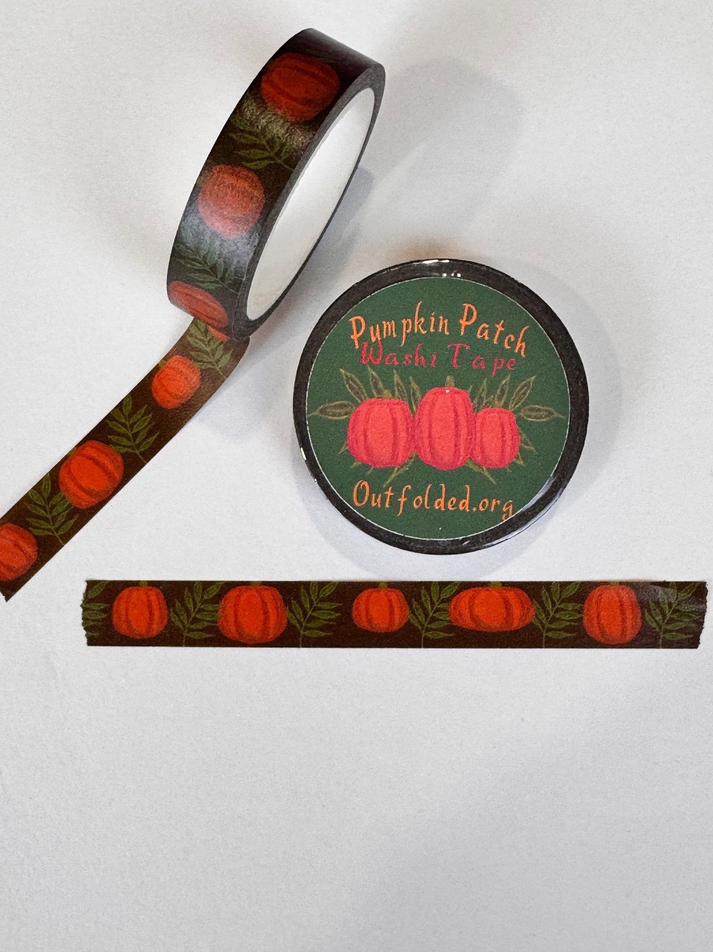 Fall Pumpkins Design Washi Tape, 1 cm width 5 m length, Original Artwork