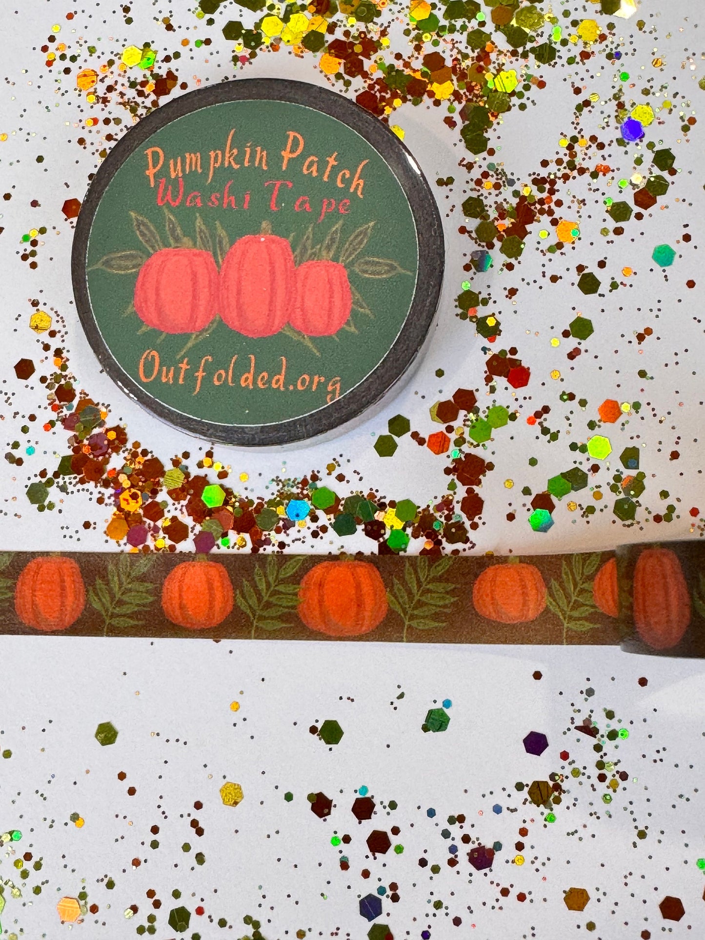 Fall Pumpkins Design Washi Tape, 1 cm width 5 m length, Original Artwork