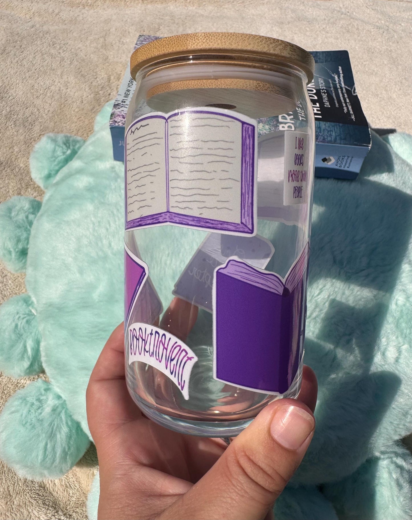 Book Lover Glass Beer Can, Cup For Readers and Book Lovers, Libby Glass Can, Iced Coffee Glass