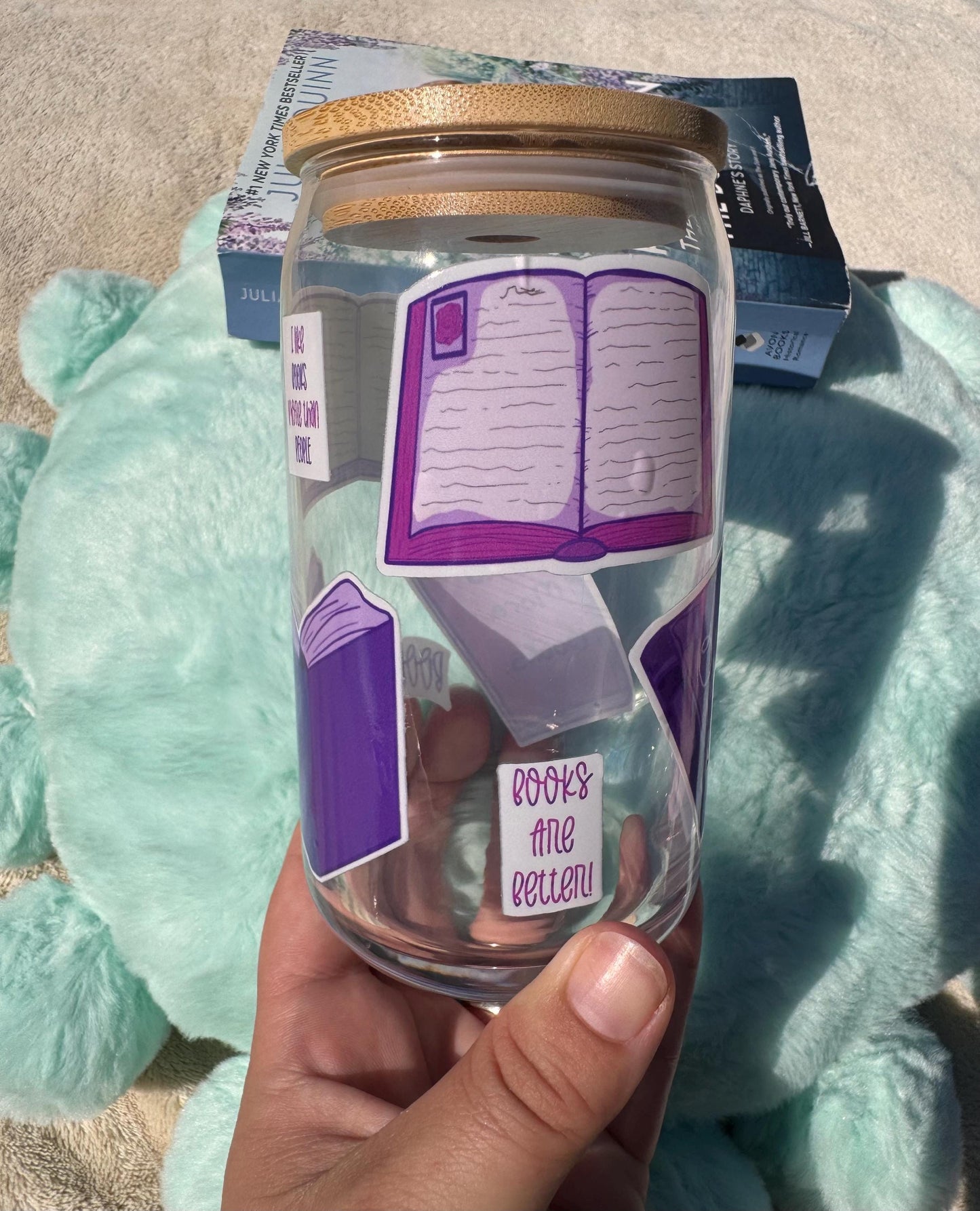 Book Lover Glass Beer Can, Cup For Readers and Book Lovers, Libby Glass Can, Iced Coffee Glass