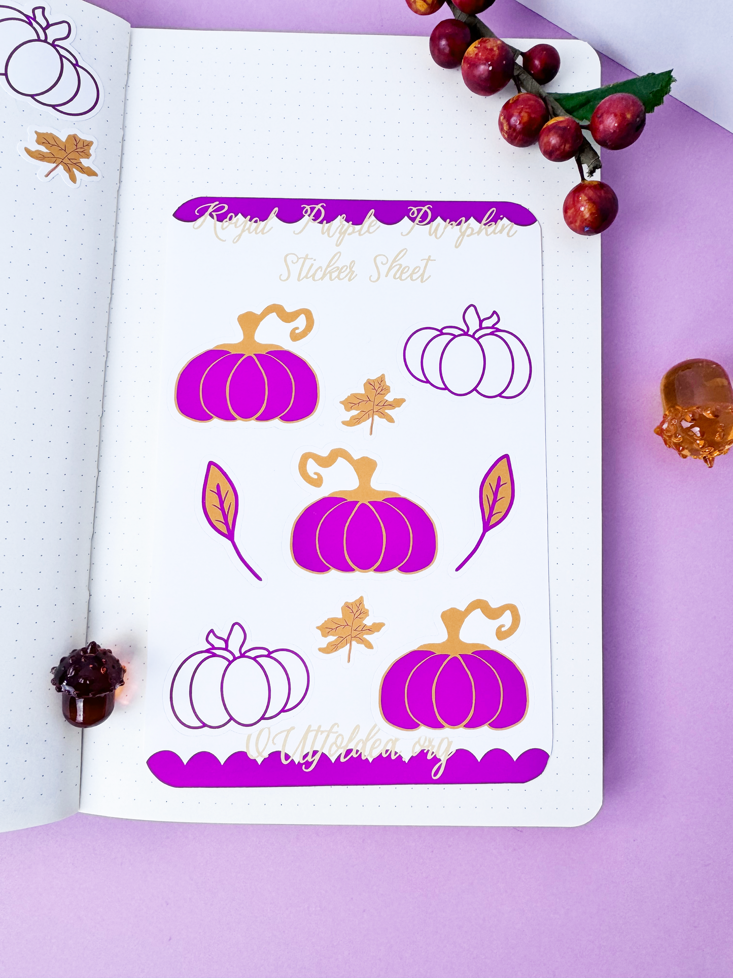 Royal Purple Pumpkin Sticker Sheet For Fall Planner Pages and Agendas For The Autumn Season