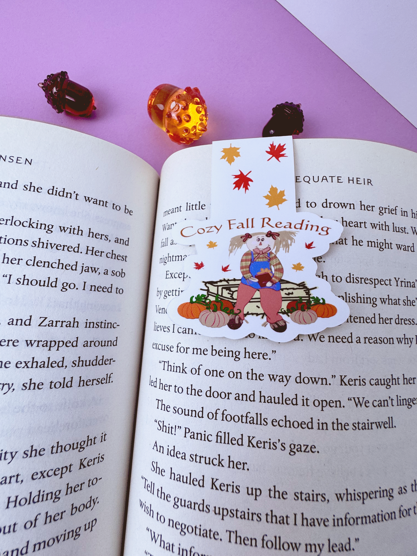 Cozy Fall Reading Magnetic Bookmark, Cute Female Scarecrow, For Readers and Book Lovers, Autumn Reading