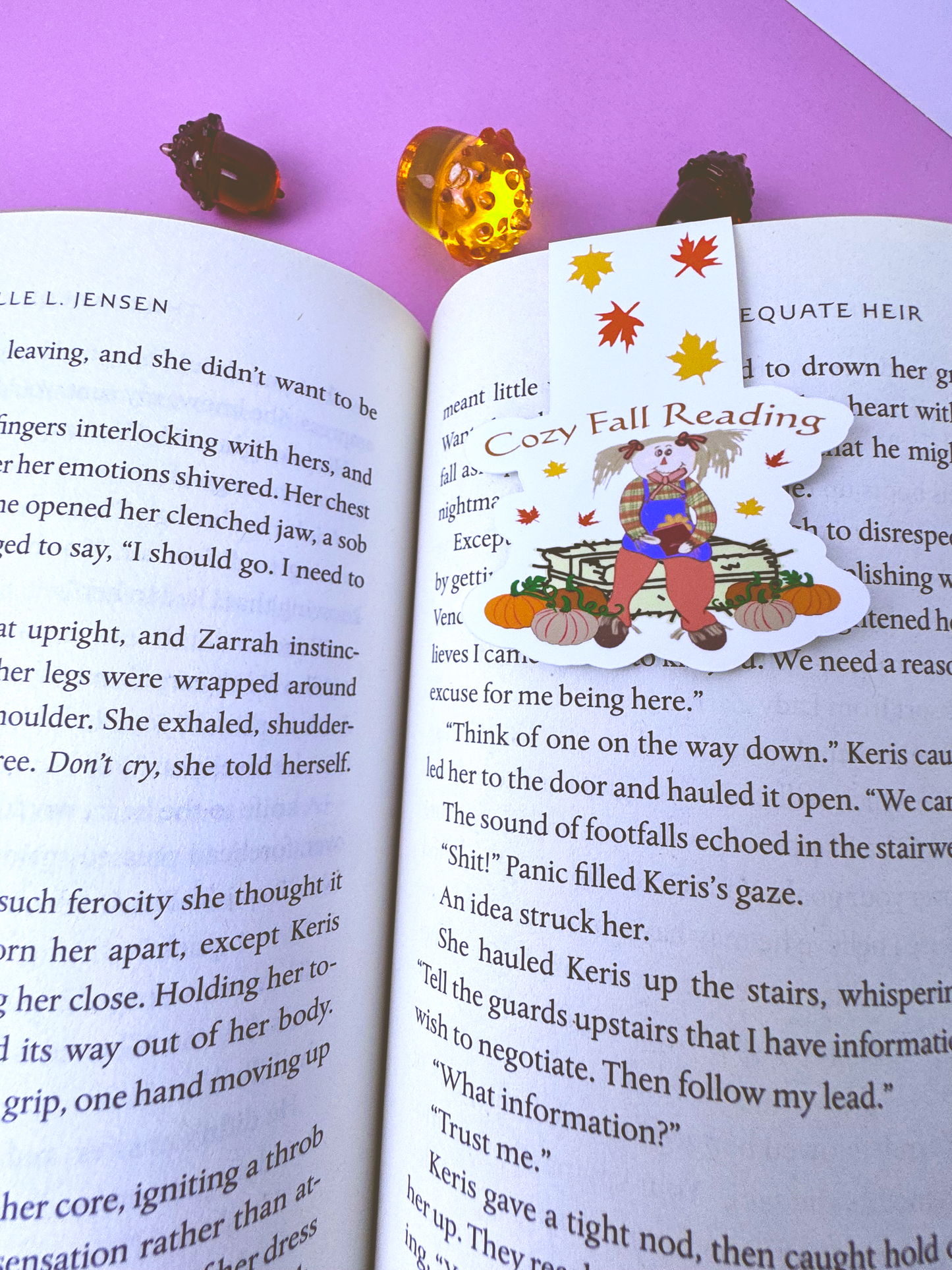 Cozy Fall Reading Magnetic Bookmark, Cute Female Scarecrow, For Readers and Book Lovers, Autumn Reading