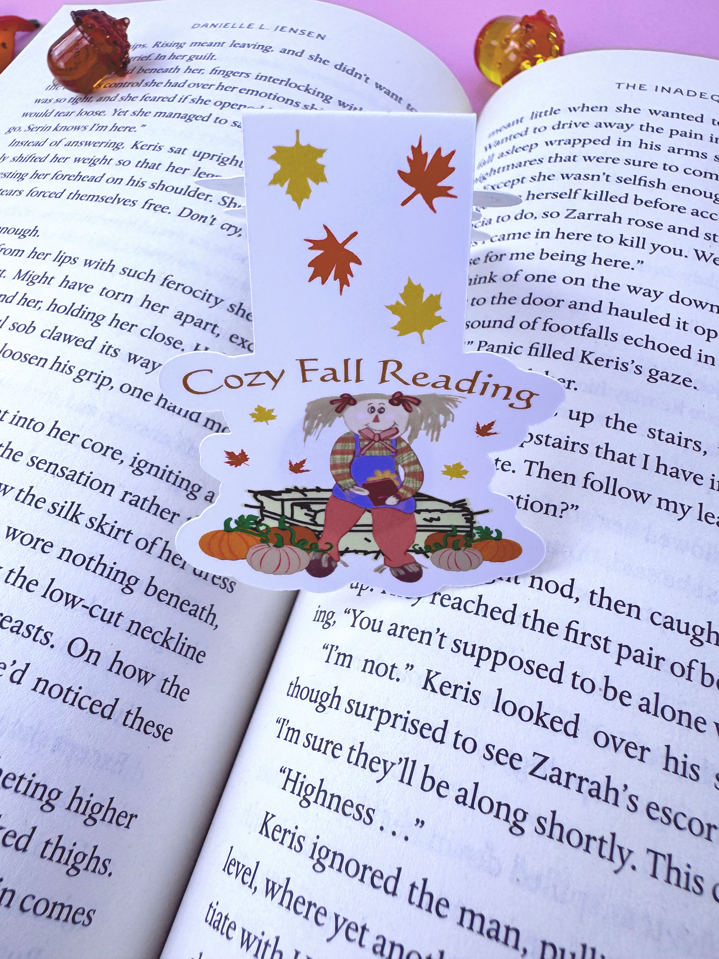 Cozy Fall Reading Magnetic Bookmark, Cute Female Scarecrow, For Readers and Book Lovers, Autumn Reading