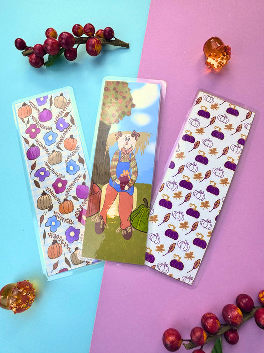 Crisp Fall Days Bookmark Set or Individual: 2x6 Inches, Hand Drawn and Laminated