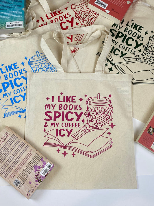 Tote Bag for Spicy Book Lovers and Iced Coffee Drinkers