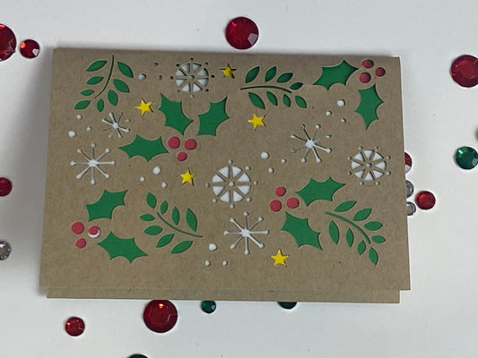 Holly Mistletoe Christmas Holiday Greeting Card